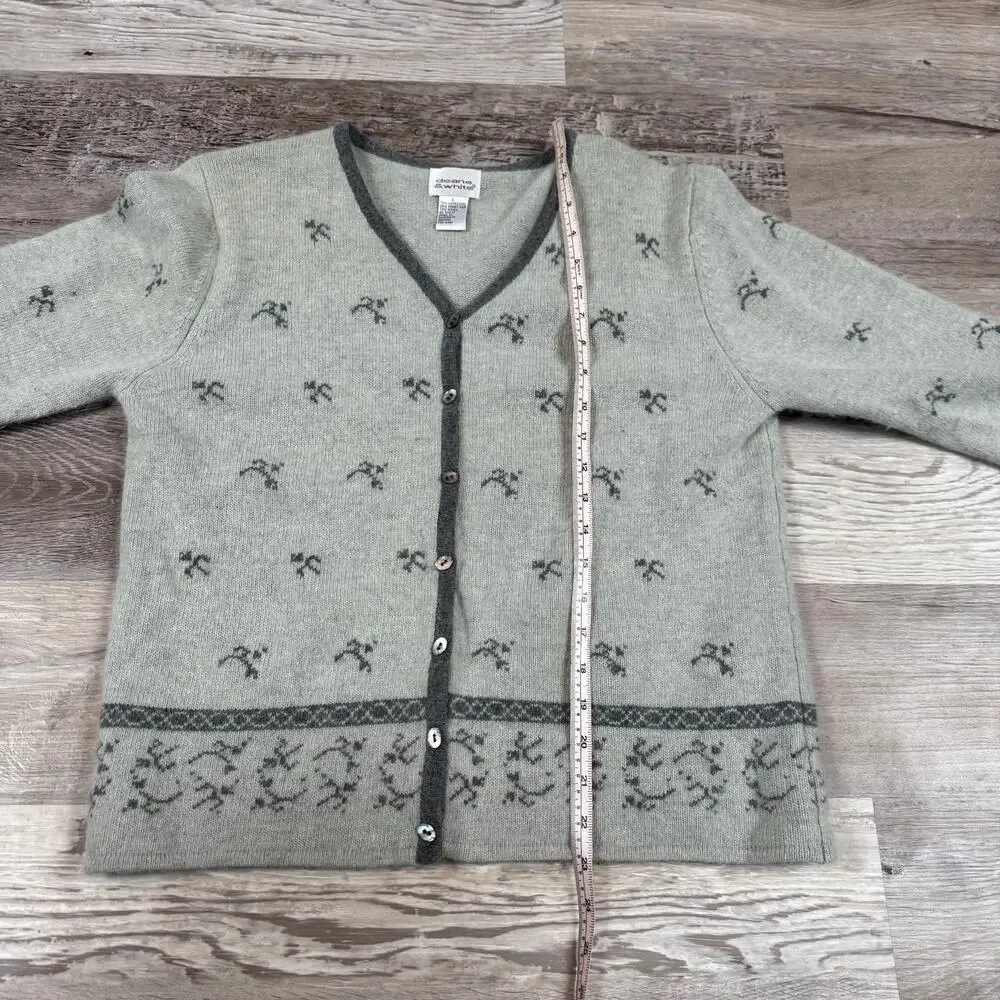 Vintage 90s Deane & White Sage Wool Rabbit Hair Cardigan Sweater Australia Large